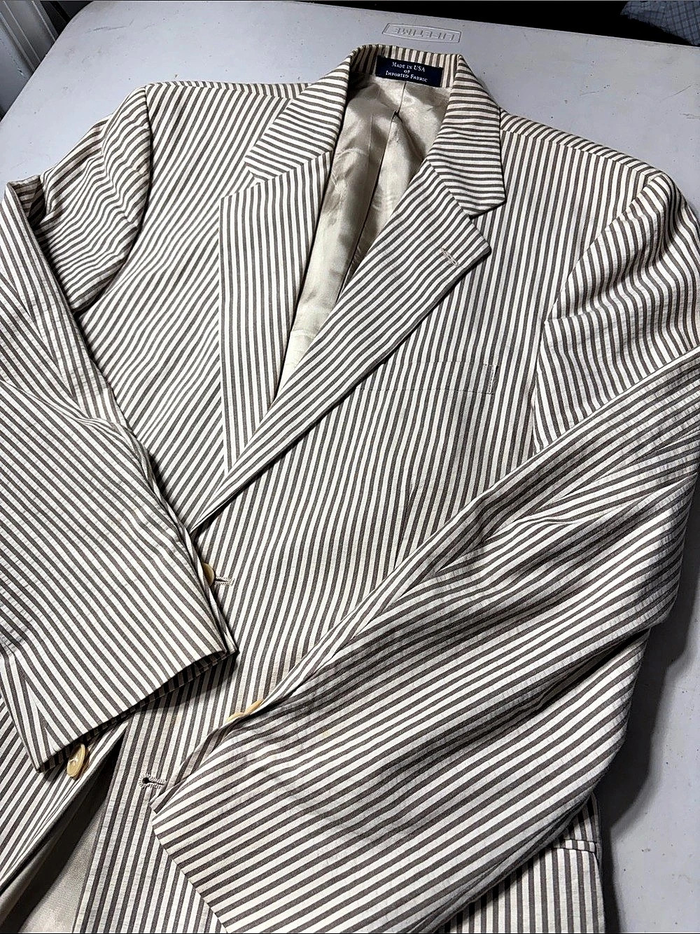 Lands' End Made in USA Striped Cotton Blazer
